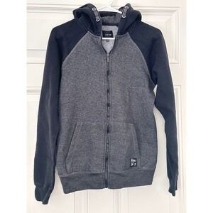 Joe's Jeans Boys XL 18-20 Zip Up Hoodie Charcoal Grey Black Raglan Sweatshirt